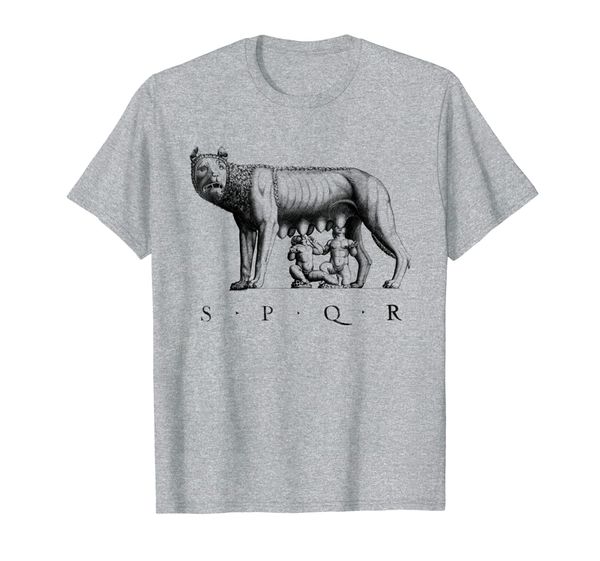 

spqr roman t-shirt rome wolf romulus remus, White;black