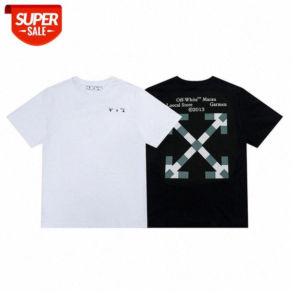 

quality ow horse line arrow loose round neck short sleeve #bi4m, White;black