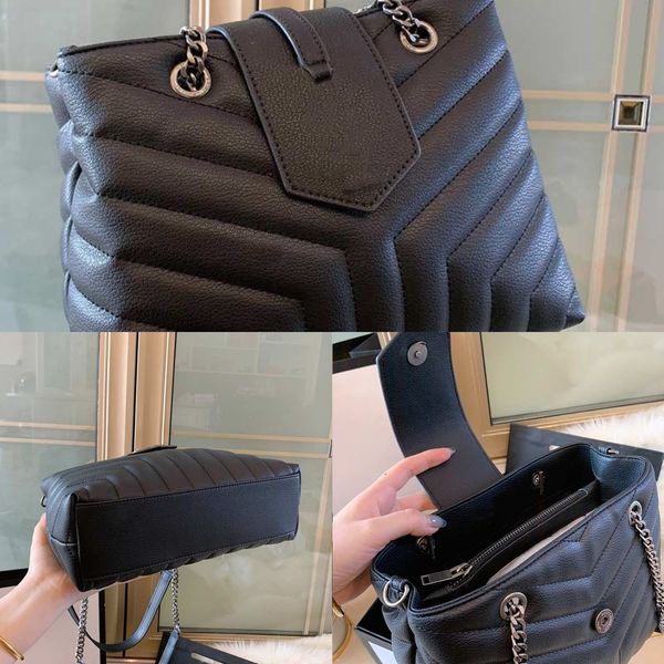 

hanbdbag shoulder women high chain cowhide bags shopping tote bag ladies hanbag purse black crossbody handbag