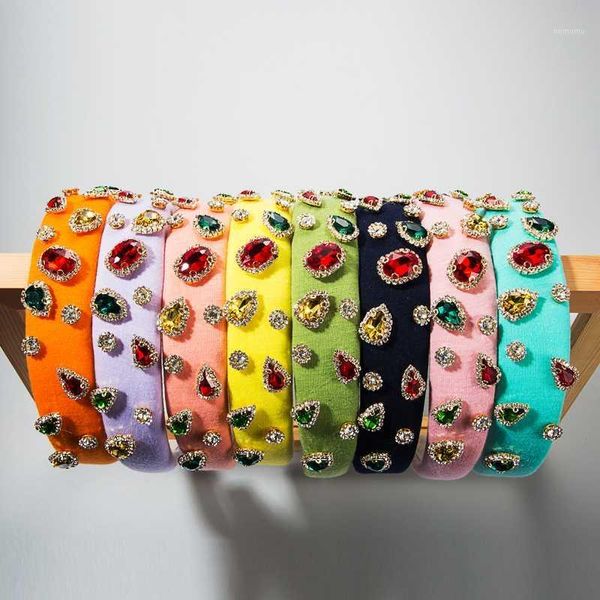 

fashion spring hair band for women design candy color cloth head inlaid with crystal and rhinestones accessories 20211