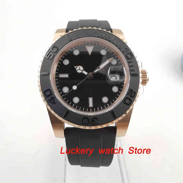 

marker black 40mm plate no luminous saphire glass; black ceramic tablecloth automatic clockwork men watch-ba53, Slivery;brown