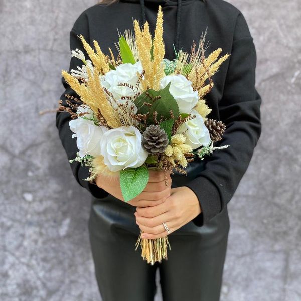 

bridal veils bride flower artificial and dry floral trend bouquet, Black