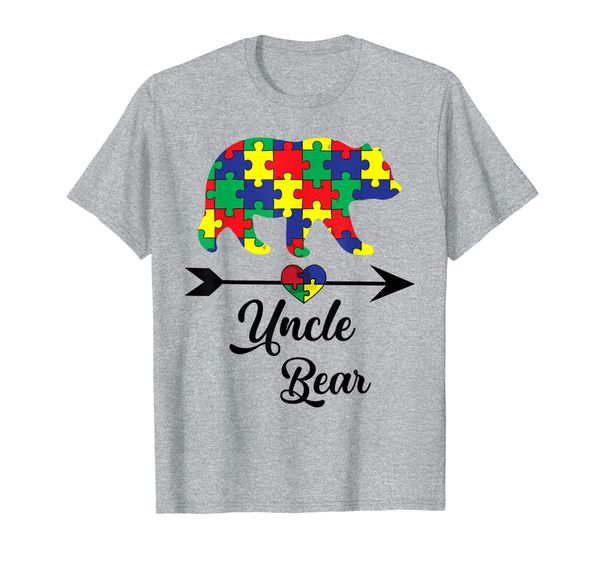 

uncle bear puzzle autism awareness | funcle gifts tee t-shirt, White;black