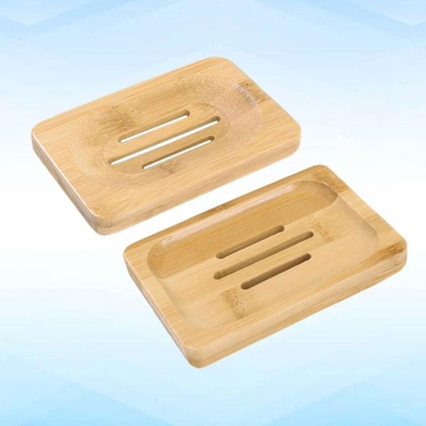 

soap dishes 2pcs wood box holder container simple drain case for home kitchen bathroom (assorted color)