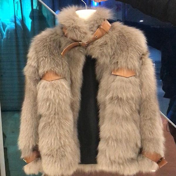

women's fur & faux 2021 autumn winter solid color ladies coat thick warm women outwear female cotton high quality, Black