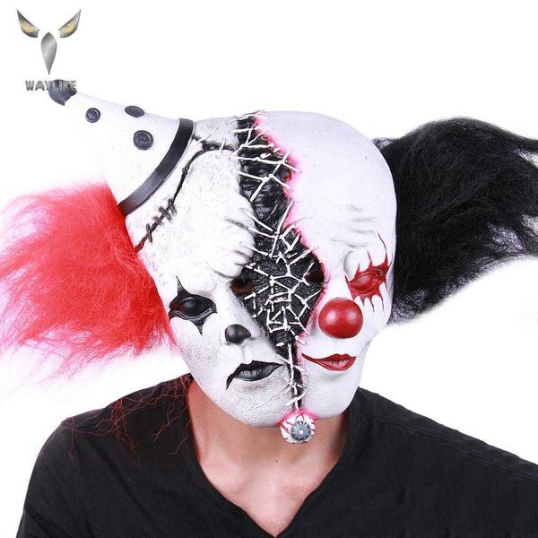 WAYLIKE Halloween Double-Sided Clown Skull Ghost Robe Costume da festa per adulti Maschera Horror Carnevale Cosplay