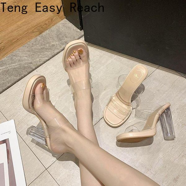 

clear heels slippers women sandals summer shoes woman transparent pvc high pumps wedding jelly 39, Black