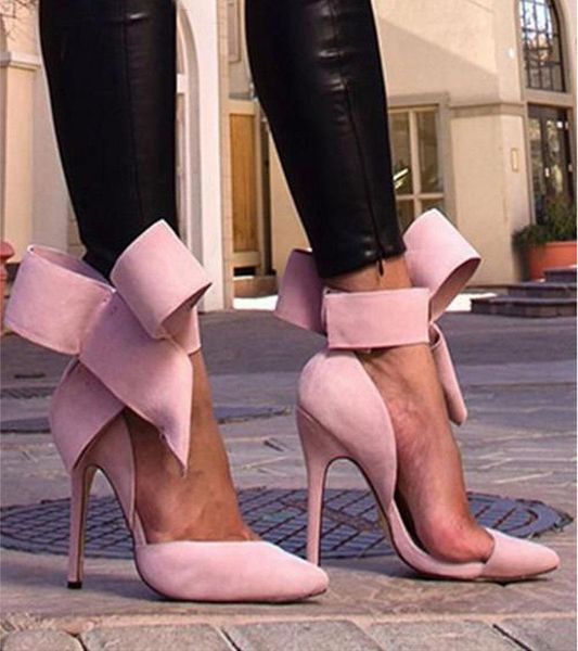 

dress shoes 2021 fashion women big bow pointed toe 11cm high heels sandals woman ladies wedding party pumps, Black