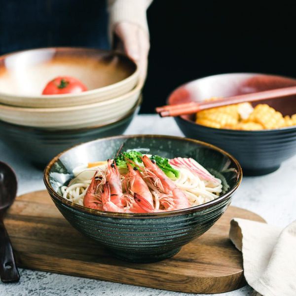 

bowls chinese style color glaze ceramic bowl large capacity 1000ml porcelain for noodles soup kitchen utensils
