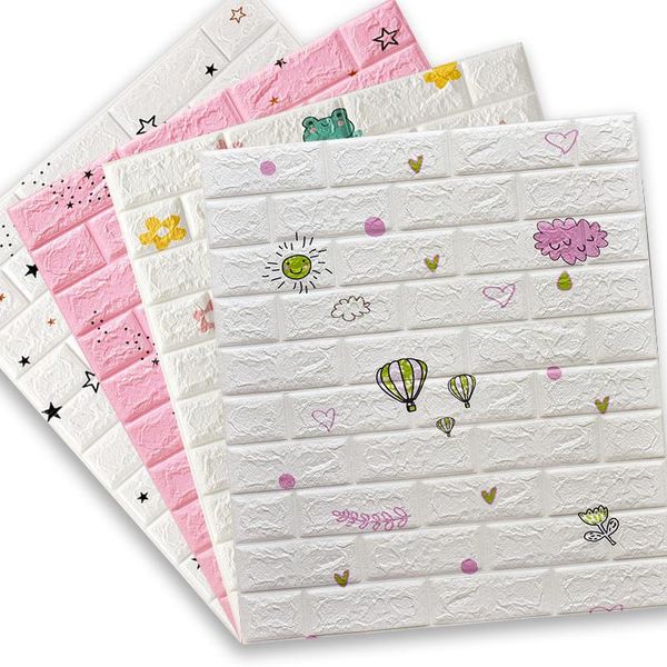 

wallpapers 3d brick cartoon animal pattern wallpaper children's room wall decor diy self-adhesive waterproof pe foam stickers