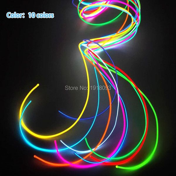 

1meter 4pieces 10 colors choice 2.3mm flexible el wire rope tube neon glowing led strip toys for party house decoration strips