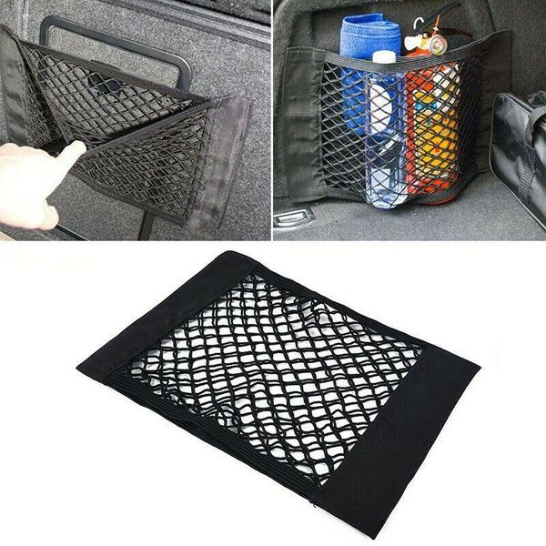

storage bags 1pcs universal bag elastic string net sticker car back rear mesh trunk seat pocket cage auto organizer