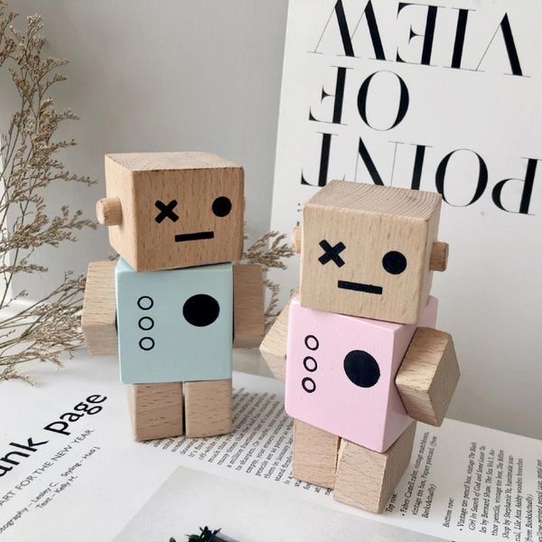 

decorative objects & figurines nordic nursery decor wooden robot ornaments kids room handmade small wood toy baby decoration