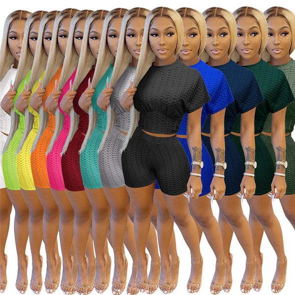 

summer women solid tracksuits t-shirt+shorts 2 piece sets short sleeve 2xl jogger suit shirts+short pants casual sportswear clothing 4909, Gray