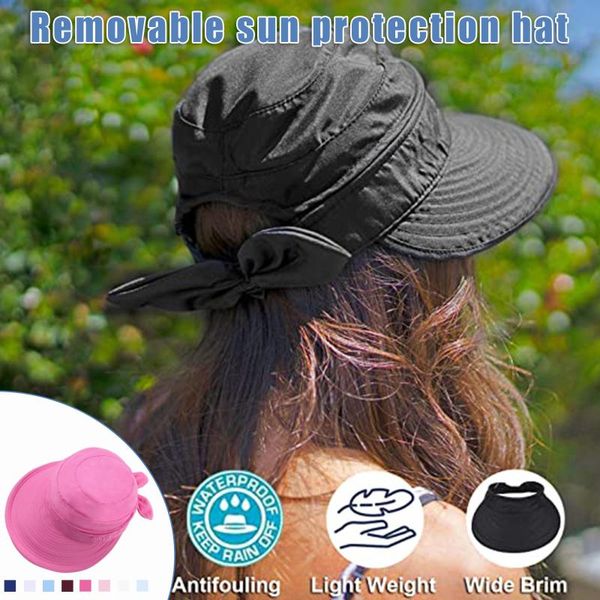 

outdoor hats 25# women girls summer sun hat fashion uv protection anti-uv visors caps sunscreen folding dome beach travel hiking, Black;white