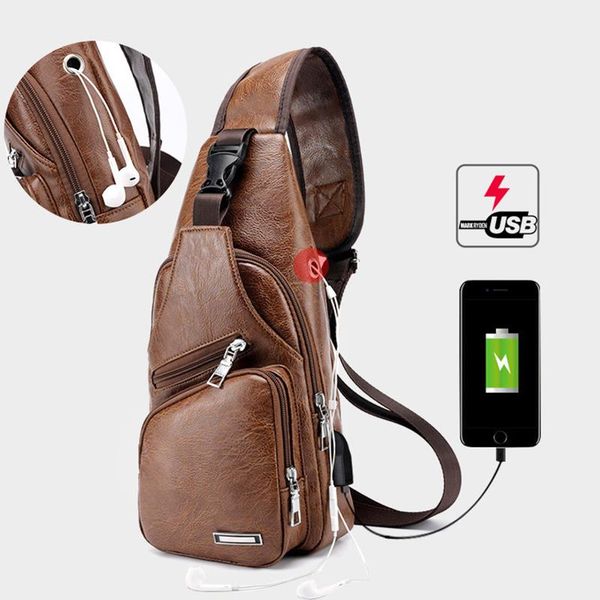 

waist bags 2021 designer leather travel men's crossbody men usb chest bag messenger shoulder diagonal package back pack handbag