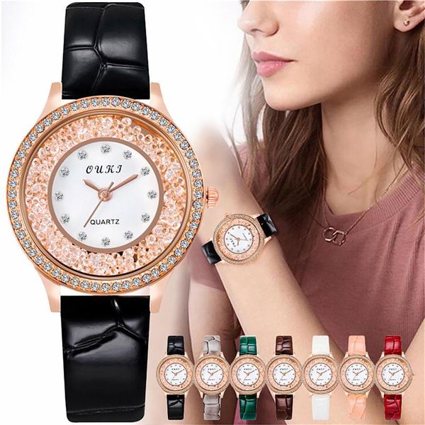 

wristwatches brand women watches fashion ladies watch leather strap analog quartz temperament gold steel, Slivery;brown