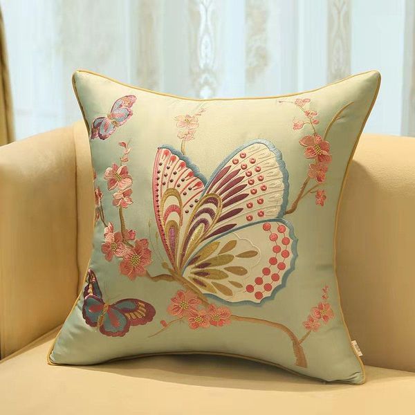 

cushion/decorative pillow fine embroidery butterfly birds flower sofa chair cushion office home decorative backrest chinese lumbar pillowcas