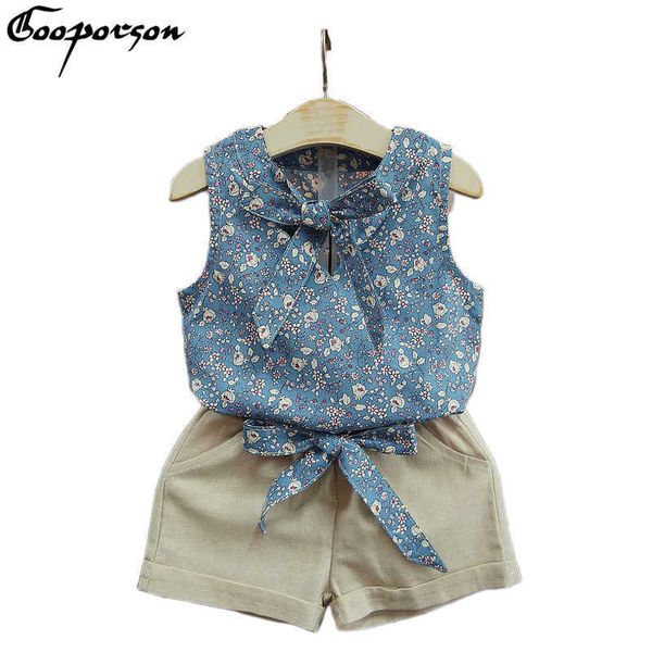 

baby girl clothes set fashion floral girls summer set clothes suit baby kids t shirt +pants children clothing set with bow 210715, White