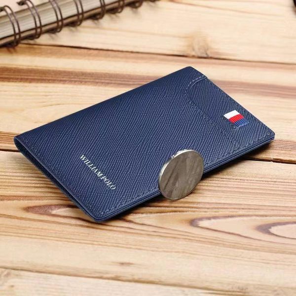 

genuine leather men slim wallet card clip retro short for wallets, Red;black