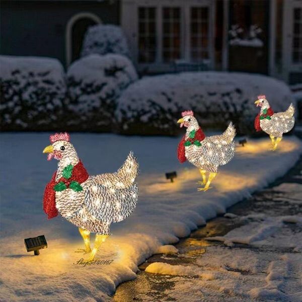 

solar lamps light-up chicken with scarf lights garden decoration led night light christmas outdoor waterproof lamp