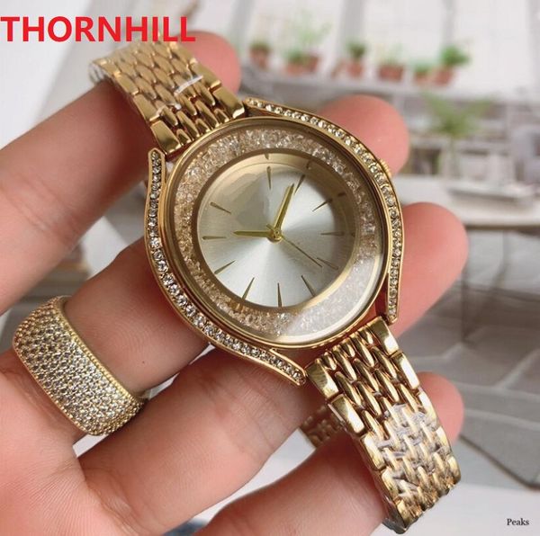 Schöne Super Model Mode Luxus Frauen Moving Strass Uhr 36mm Diamanten Riing Spezielle Design Relojes De Marca Mujer Dame kleid Armbanduhr Quarzuhr