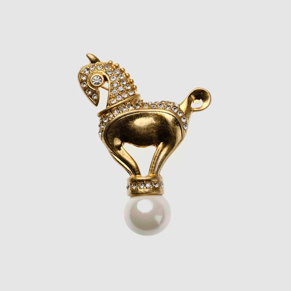 

amorita boutique unique golden horse brooches, Gray