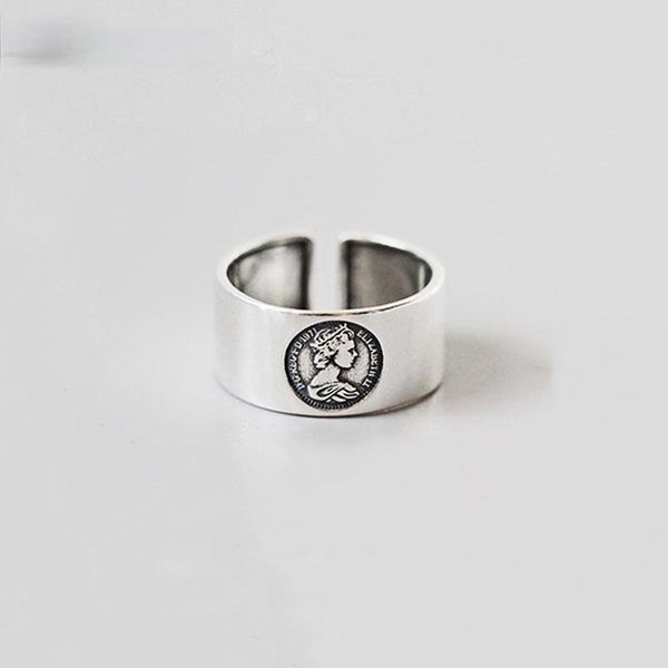 

cluster rings vintage 925 sterling silver for women couples simple creative portrait queen finger ring party accessories jewelry, Golden;silver