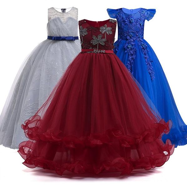 

girl's dresses 4-14 y lace teenagers child girl wedding dress princess elegant party sleeveless for summer it's beautiful and nobl, Red;yellow
