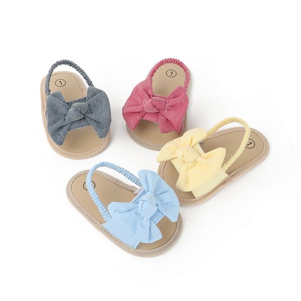 

baby girls bow sandals shoes children toddler baby girls soft solid bow beach shoes sandals prewalker first walker 2021, Black;grey