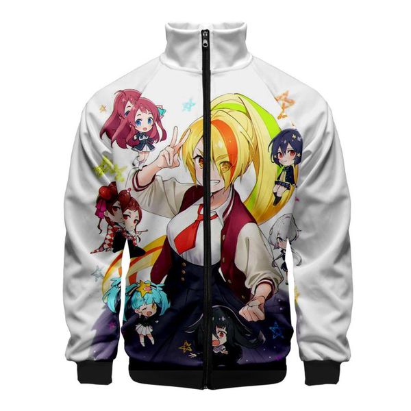 

men's hoodies & sweatshirts zombie land saga 3d print jacket slim stand collar zipper male tracksuits streetwear sweatshirt, Black