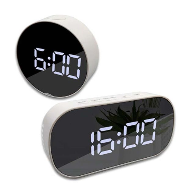 

other clocks & accessories 1 pc table clock led digital mirror alarm snooze time temperature large electronic display rectangle round desk