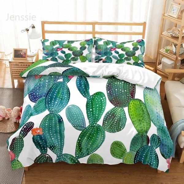 

bedding sets summer tropical plants cactus bedspread microfiber duvet cover set 2/3 piece single double full  king size for teens adult
