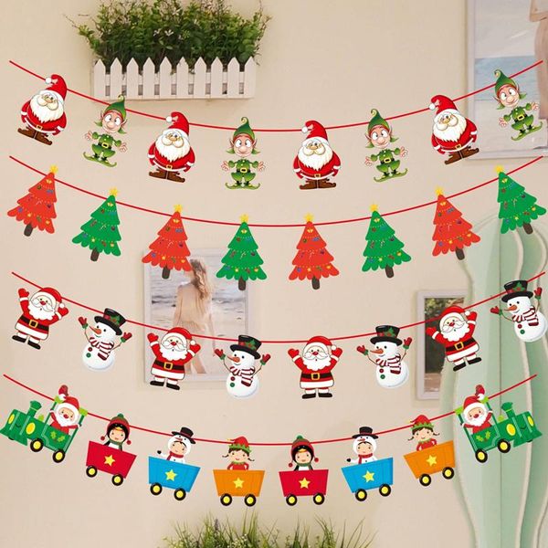 

party decoration 3m christmas banners paper hanging flags santa claus snowman deer xmas tree bunting garland merry decorations for home