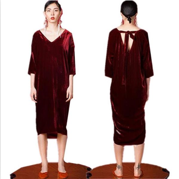 

casual dresses autumn gold velvet 2021 straight bodycon solid color dress deep v neck plus size l-6xl loose pleuche vestido, Black;gray