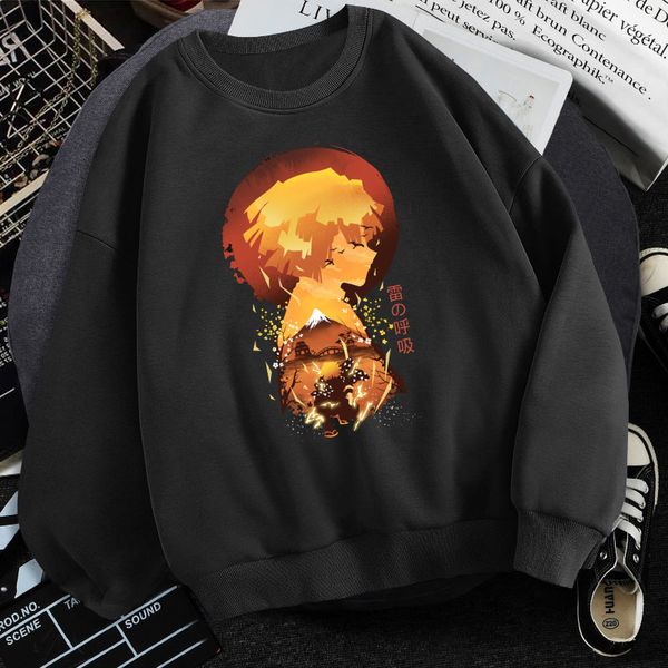 

men's demon killer hoodie, cartoon character printed sweater, round neck sweater, black hip-hop drs, fashion 2021