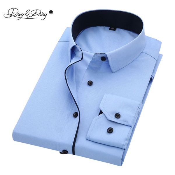 

davydaisy sale men shirt long sleeve twill solid causal formal business brand man dress s ds085 210626, White;black