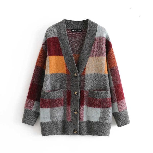 

women's sweaters 2647 autumn european and american check knitted cardigan sweater pfh6, White;black