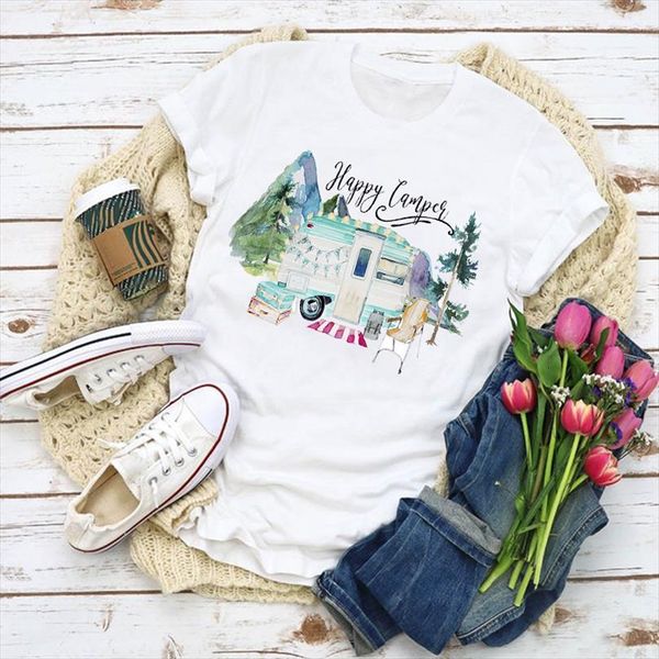 

and women graphic fashion 90s men happy womens camper truck print summer lady clothes clothing tee, White;black