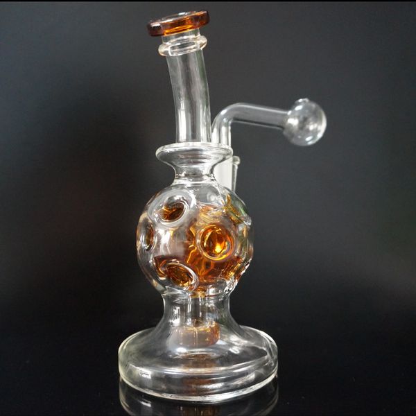 Narghilè colorati Bong di vetro con collo piegato spesso Pipa da fumo Olio Dab Rigs Percolatore a nido d'ape Tubi d'acqua Giunto femmina con accessori per ciotola trasparente da 14 mm