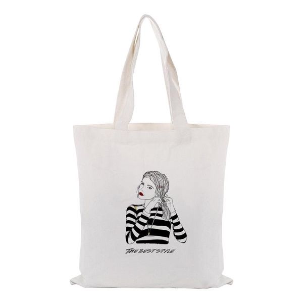 

shopping bags canvas tote bag text diy handbag print customized printing personlity daily use foldable reusable