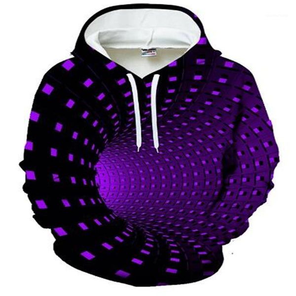 

Men's Hoodies & Sweatshirts Three-dimensional Tunnel 3D Printing Geometric Hoodie Spring And Autumn Black Personality Sports Pullover