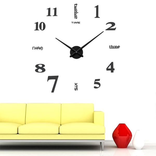 

wall clocks creative diy acrylic personality mute clock simple for home decor office - 120cm without battery (black)