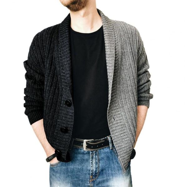 

men's vests warm jacket men coat casualcoat sweater knitted long sleeve single-breasted color stitching cardigan outerwear, Black;white