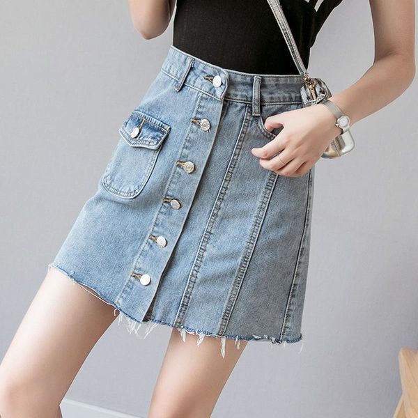 

skirts 2021 women's summer denim skirt high-waisted a-line slim one-step trend, Black