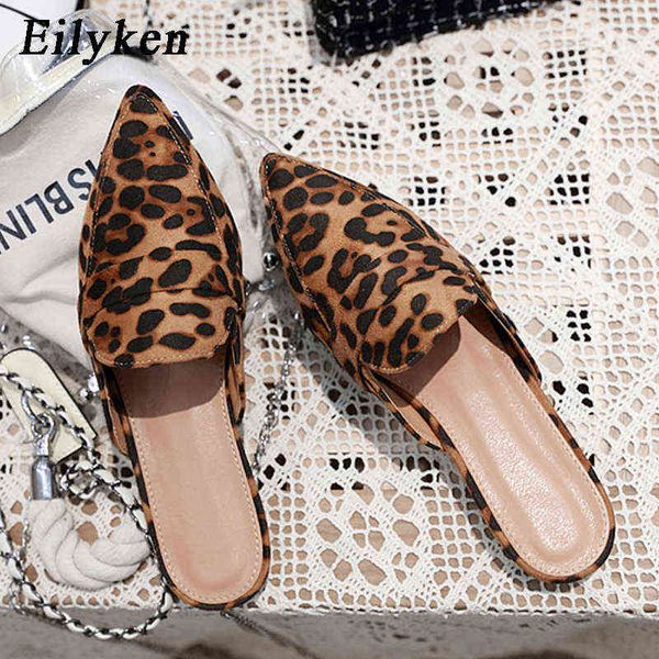 

slippers eilyken new women s shoes square heel summer slipper leopard print ladies outdoor leisure mules220308, Black