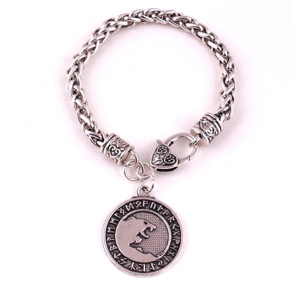 

charm bracelets norse viking yin yang amulet freki geri odin's wolves talisman odin wolf brave bracelet, Golden;silver