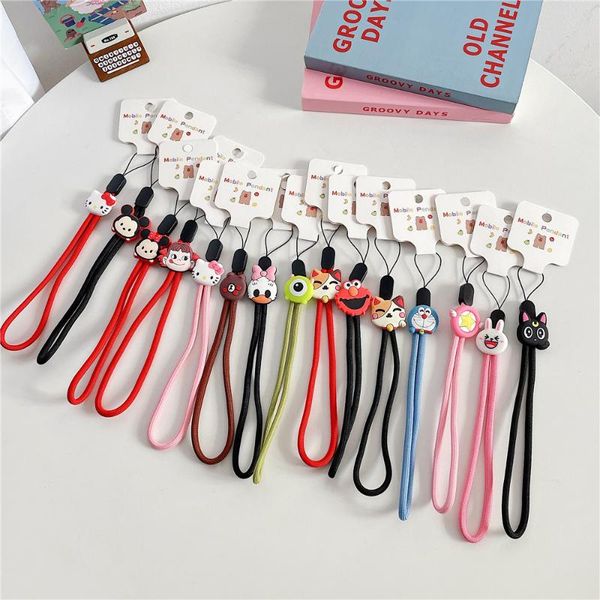 

cartoon nylon phone strap key ring silicone loop unique soft universal mobile finger charm anime lanyard for cell straps & charms