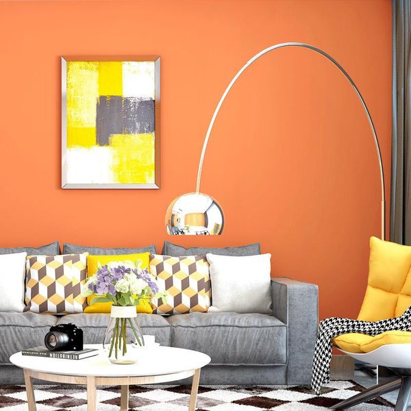 

wallpapers [waterproof stain-resistant] orange wallpaper bedroom solid color plain modern simple tv background wall