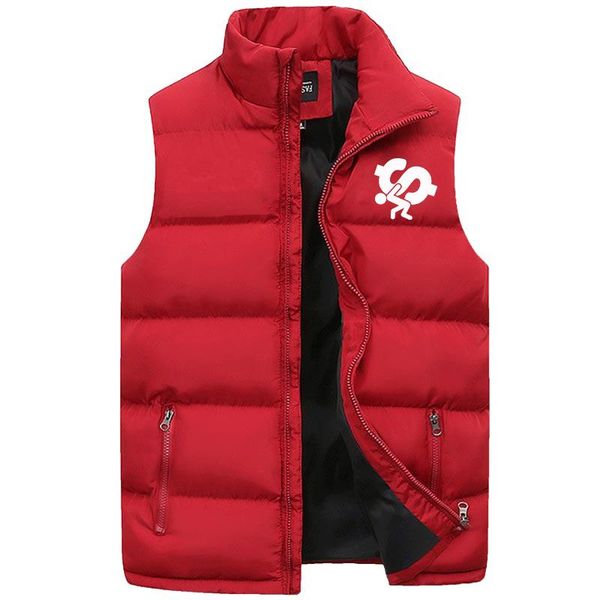 

men's vests 2021 fashion outdoor warm men vest jackets autumn winter sleeveless solid color printed down coat casual stand collar waist, Black;white